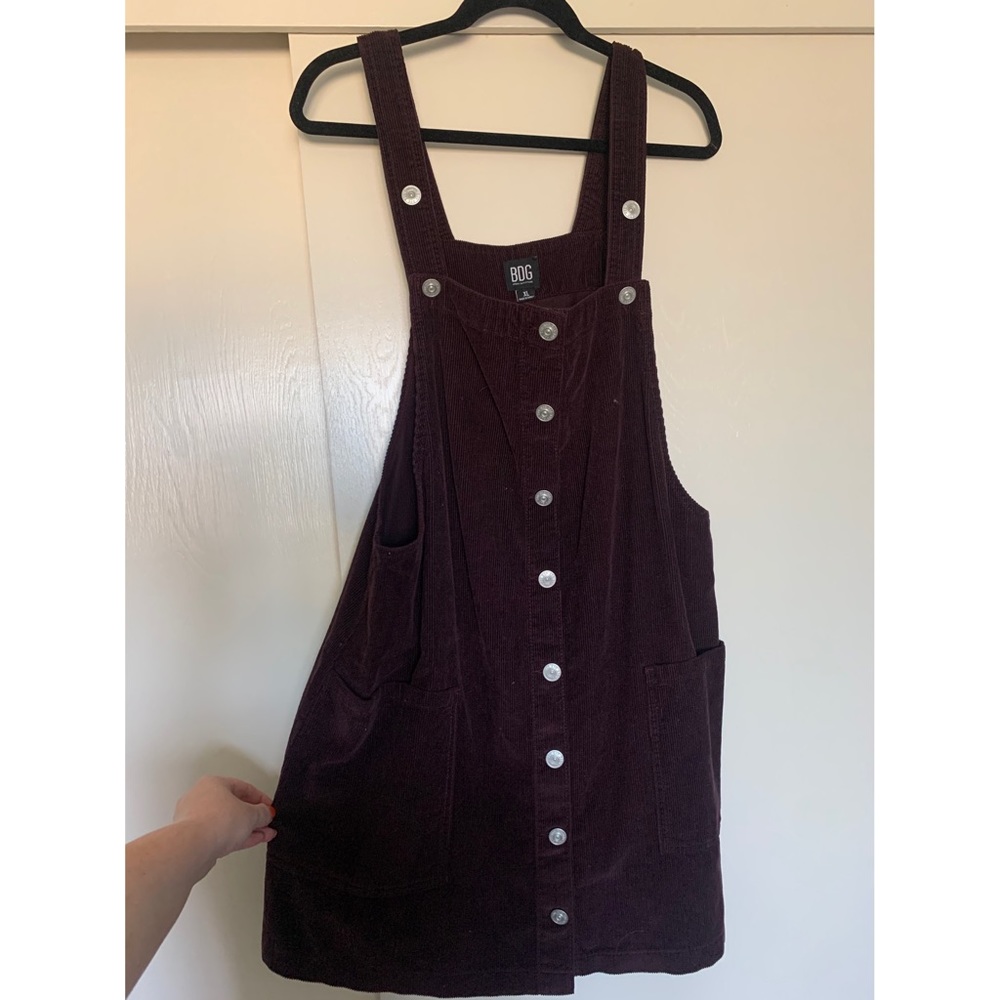 BDG purple corduroy overall dress.